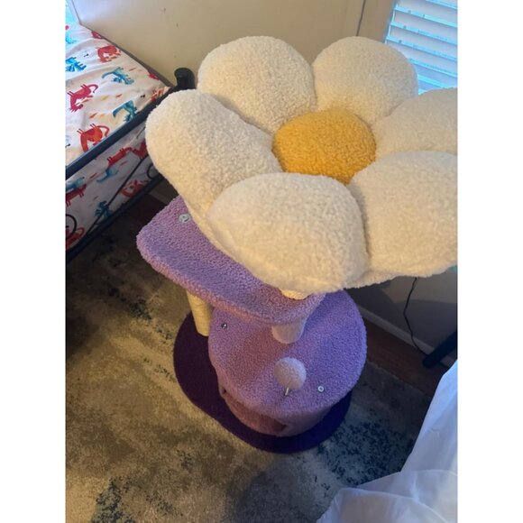 New 32-Inch Purple Flower Cat Tree Tower with Scratching Post - Condo for Cats - Picture 2 of 10